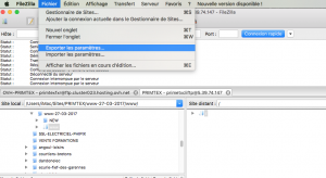 fenêtre exportation filezilla